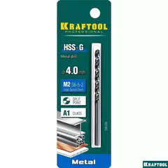 KRAFTOOL HSS-G, 4.0 х 75 мм, сталь P6M5, сверло по металлу (29651-4)