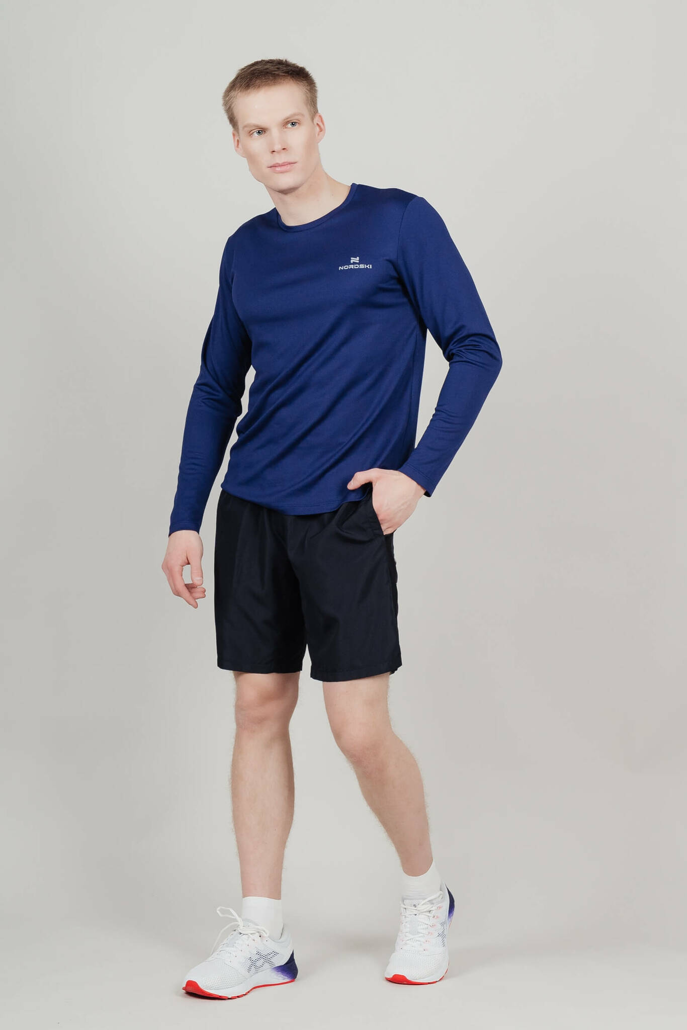 Футболка для бега с длинным рукавом Nordski Run темно-синяя - 13