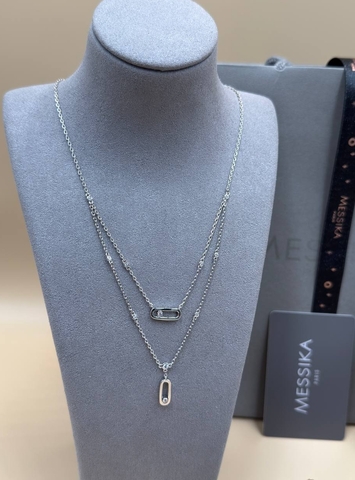 Двойное колье Messika в обсыпке с двигающимися цирконами rose/white VGOLD