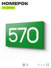 Номер на дверь 570, табличка на дверь для офиса, квартиры, кабинета, аудитории, склада, зеленая 120х70 мм, Айдентика Технолоджи