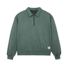 Свитшот Alpha Industries Essential 1/4 Zip Relaxed Fit Sweatshirt Wash Deep Forest (Тёмно-зелёный)
