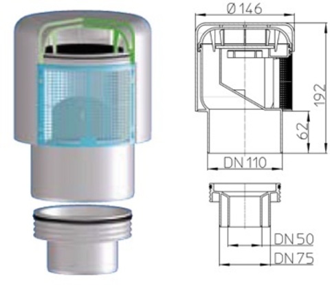 Hutterer&Lechner HL 900N Канализационный вакуумный клапан, DN 50/75/110 (Россия)