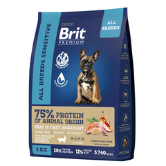 Brit Premium Dog Sensitive сухой корм для собак (лосось, индейка) 1 кг