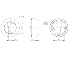 Накладка под цилиндр ET.R.LD54 (ET-1) CP-8 хром