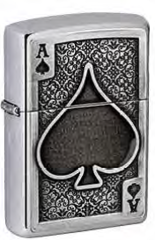 Фото Зажигалка ZIPPO Ace Of Spades с покрытием Brushed Chrome, латунь/сталь, серебристая