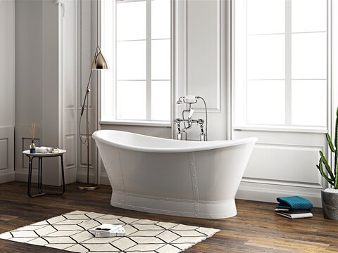 BelBagno BB33 Отдельностоящая акриловая ванна, встроенный слив, 168x78, цвет: белый