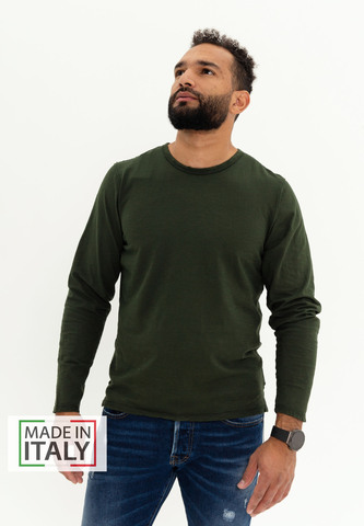 Лонгслив Bowery NYC однотонный Slub Dark Forest