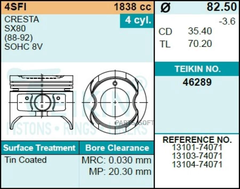 Поршень двигателя TEIKIN 46289 0.50 (4шт/упак)