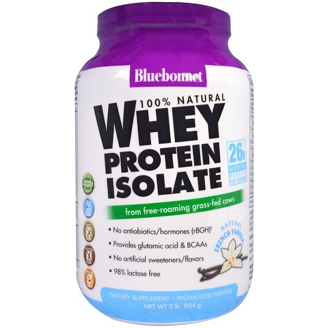 Bluebonnet Nutrition, 100 % натуральный изолят сывороточного белка, с натуральным оригинальным вкусом, 924 г (2 фунта)