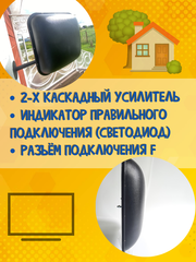ТВ АНТЕННА НАРУЖНАЯ ЦИФРОВАЯ АКТИВНАЯ ПАНЕЛЬНАЯ ТРИАДА-3460antenna.ru DVB-T2
