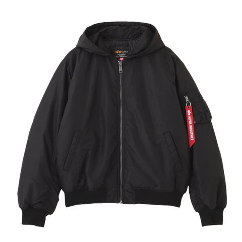 Бомбер Alpha Industries MA-1 Hooded Logo Oxford Black (Черный)