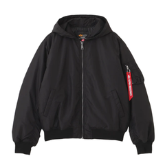Бомбер Alpha Industries MA-1 Hooded Logo Oxford Black (Черный)