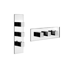 Gessi Quadro 43004#031 Встраиваемый термостат для душа, с 2мя независимыми выходами, верт/гориз установка, (внешние части), цвет: хром фото