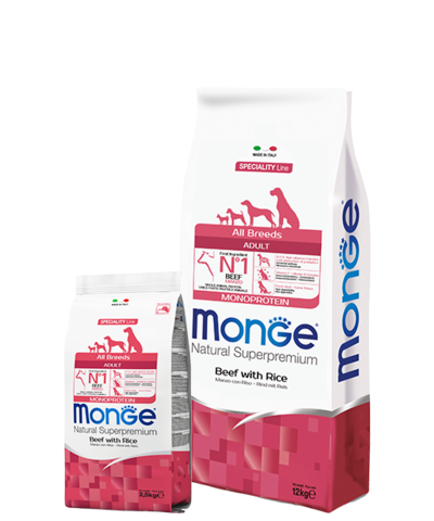 Сухой корм Monge Dog Speciality Line Monoprotein корм для взрослых собак всех пород, с говядиной и рисом 15кг