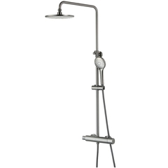 Lemark LM3770GM Душевая термостатическая стойка с верхней лейкой ?22,6 см и 3-х режимной душевой лейкой ?110 мм, регулируемая высота 1~1,6м, латунь/графит фото