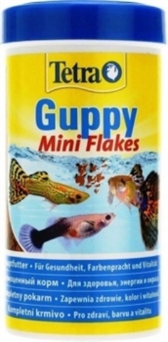 Tetra Guppy Mini Flakes основной корм для живородящих рыб хлопья 250 мл