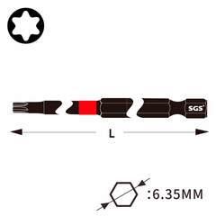Бита T10 х90мм TORX Impact(ударная) S2 1шт SGS 6390-T10-IB