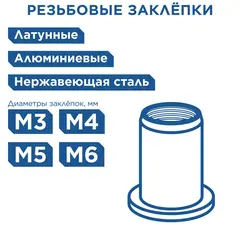 Заклепочник КОБАЛЬТ 250 мм, резьбовые заклепки M3, M4, M5, M6 (243-561)
