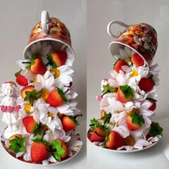 Клубника крупная, реалистичная, 3,2*3,5 см, набор 10 штук.