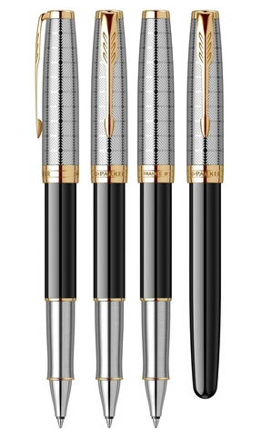 Ручка-роллер Parker Sonnet Premium 2021, T537, Metal & Black Lacquer GT (2119786)