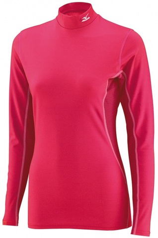 Термобелье Рубашка женская Mizuno Mid Weight High Neck малиновая
