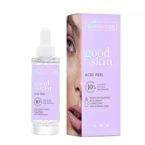 GOOD SKIN ACID PEEL Микроотшелушивающая корректирующая и нормализующая кислотная сыворотка с AHA + PHA кислотами и ниацинамидом, 30 г