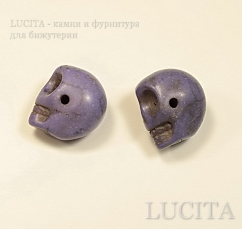 Бусина Бирюза (искусств) "Череп", цвет- светло -фиолетовый, 13,2х12,7х9,7 мм ()