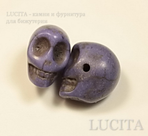 Бусина Бирюза (искусств) "Череп", цвет- светло -фиолетовый, 13,2х12,7х9,7 мм ()