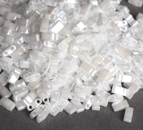 HTL-0420 Бисер Миюки Половинка Тилы Белый жемчуг /Miyuki Half Tila White pearl ceylon