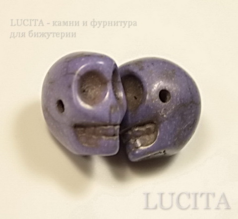 Бусина Бирюза (искусств) "Череп", цвет- светло -фиолетовый, 13,2х12,7х9,7 мм ()