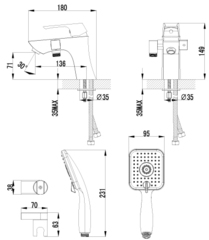 Смеситель на борт ванны с монолитным изливом LEMARK UNIT – LM4515C