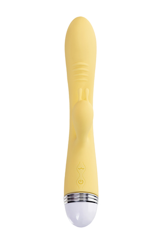 Вибратор с клиторальным стимулятором Flovetta Aster, силикон, желтый, 22 см