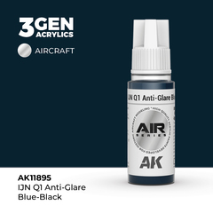 Акриловая краска AK Interactive IJN Q1 Anti-Glare Blue-Black 3GEN AIR, 18мл