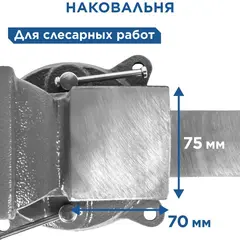 Тиски слесарные поворотные КОБАЛЬТ стальные, ширина губок 100 мм, захват 100 мм, 7 кг, наковальня, (248-962)