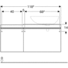 Geberit Citterio 500.565.JJ.1 Тумба для раковины 118.4x54.3x50.4см, черный / глянцевое стекло, темный дуб / меламин, структура дерева
