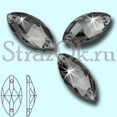 Стразы пришивные стеклянные Navette Black Diamond, Лодочка Блэк Даймонд серый на StrazOK.ru