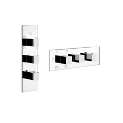 Gessi Quadro 43012#031 Встраиваемый термостат для душа, с 5ю независимыми выходами, верт/гориз установка, (внешние части), цвет: хром фото
