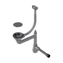 Omoikiri WK-1C-GM 4956474 Арматура для одночашевых моек с прямоугольным переливом и декоративным элементом для корзины, вороненая сталь фото