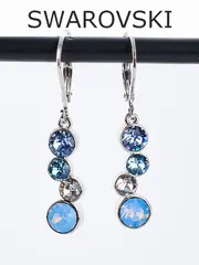 Серьги-подвески Эльза с голубыми кристаллами Swarovski