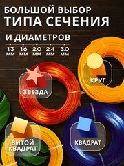 STEHER ВИТОЙ КВАДРАТ, 2.0 мм, 15 м, леска для триммера (75020-2.0)