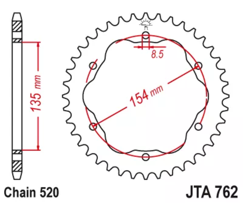 Звезда ведомая алюминиевая JTA762 41BLK