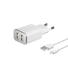 Сетевое зарядное устройство Deppa, 2 USB-A, 5 Вт, 2.4 А, White (Белый)