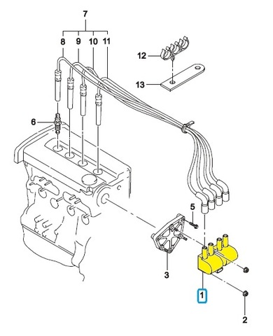 КАТУШКА ЗАЖИГАНИЯ LANOS ЕВРО-2, NEXIA N100 1,5 DOHC (4 КОНТАКТА) GROG