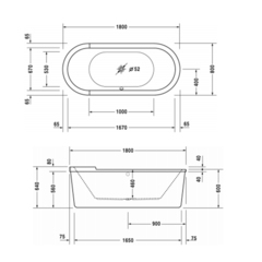 Duravit Starck 700010000000000 Ванна 1800x800 мм отдельностоящая с двумя наклонами для спины, с акриловой панелью и ножками, цвет белый фото