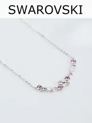Тонкое колье Млечный путь с розовыми кристаллами Swarovski