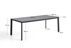 Уличный стол Anafi с графитовой столешницей из спеченного камня, 220 x 100 см