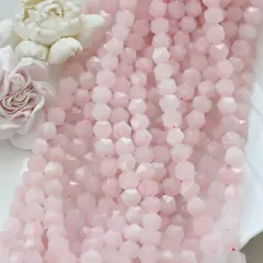 Розовый кварц, граненые бусины, 10 мм, нить, К009