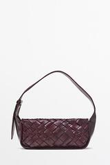Massimo Dutti Мини-сумочка плетеная из овечьей кожи, бургунди