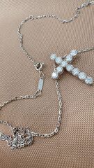 Крестик 3см на цепочке в стиле TIFFANY из серебра с муассанитами