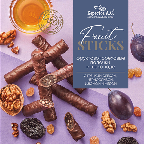 FruitSticks с черносливом и грецким орехом в шоколадной глазури Galagancha 175г